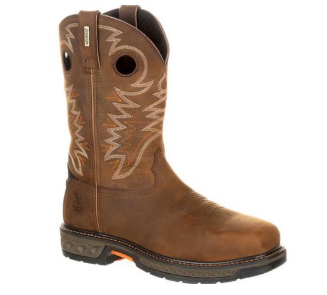 Pre-owned Georgia Boot Men's Brown Carbo-tec Lt Alloy Toe Wp Eh Pull On Work Boot Gb00224