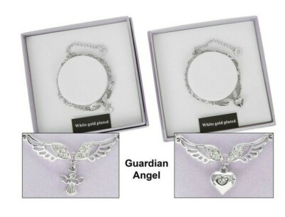 Equilibrium Angel Wings White Gold Plated Charm Bracelet Gift Boxed