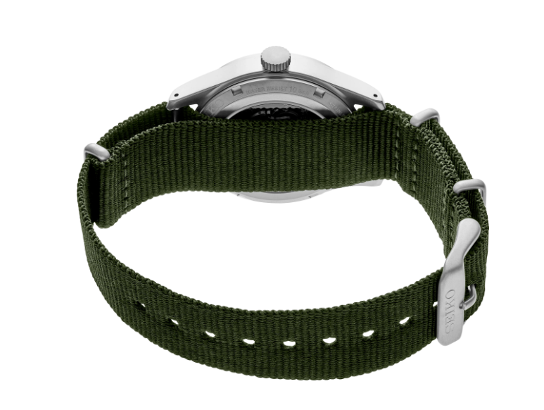 Pre-owned Seiko 5 Sports Green Dial Green Nylon Strap Men's Watch Srpg33