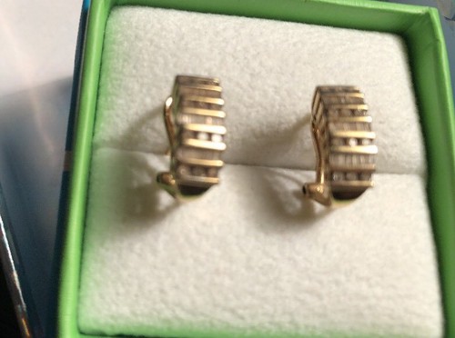 Diamond Baguette Earrings Yellow Gold 10 K