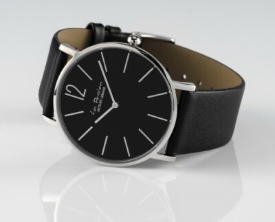 Pre-owned Jacques Lemans 'la Passion' Minimalist Quartz Watch 5atm 40mm Case Black Dial