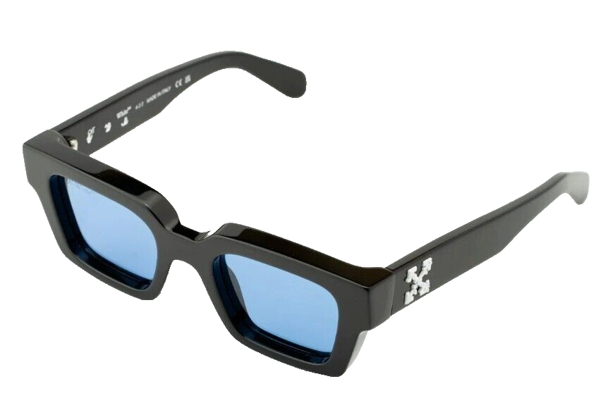 Off White Virgil OERI008 1007 Black Blue Lens Sunglasses New Italy 50mm