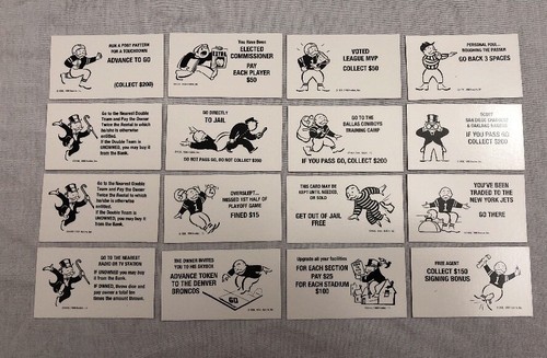 1998 Monopoly NFL Collector's Ed Board Game Replacement NFC AFC Game Cards