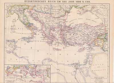 Byzanz Byzantinisches Reich KARTE von 1882 Oströmisches Reich Ostrom  