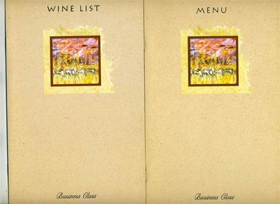 South African Airways Business Class Menu & Wine List Gordon Vorster Covers 1997