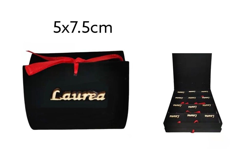 Set 12 Pezzi Astuccio Box Contenitore Confetti Festa Di Laurea Velluto Nero bal