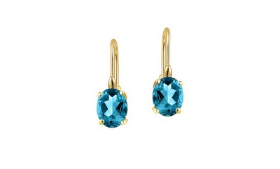Women's 2.00 CTW Lab Created Sterling Silver Oval Gemstone Leverback Earrings