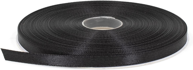 Black Satin Ribbon - 1/4 Inch X 50 Yards, Double Face Solid Color, Thick and Dur
