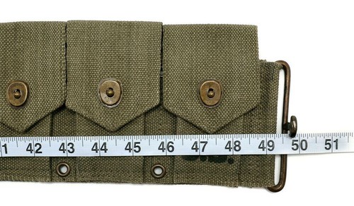 US M1 Garand M1923 Cartridge Belt Dark OD Marked JT&L 1944 will fit up to 49"