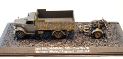 1/72 Scale  RUSSIAN Opel Blitz 3.6-36S Kfz 305+2cm Flak 38 FINISHED TRUCK IXO