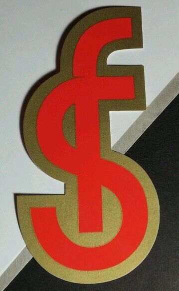 SPOONFED SPOON FED GOLD RED/ORANGE SF LETTERS 2.5" x 4.5" RARE STICKER