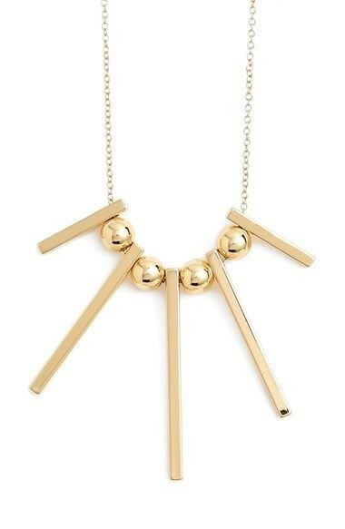 REBECCA MINKOFF 131988 Gold Bead & Bar Necklace
