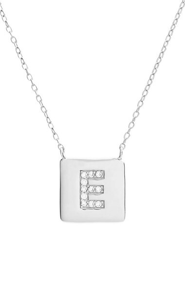 ARGENTO VIVO Silver Cubic Zirconia Initial 'E' Pendant Necklace 133478