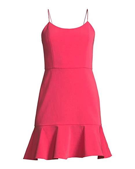 

ALICE + OLIVIA Арбузно-розовое платье Andalasia с расклешенной гофрированной юбкой и эластичным платьем, Розовый