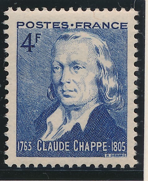 Timbre France 619** Claude Chappe Neuf Sans CharniÃ¨Re 1944
