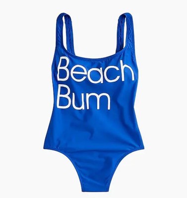 Цельный купальник J. Crew Beach Bum с глубоким вырезом на спине, синий, 14 лет