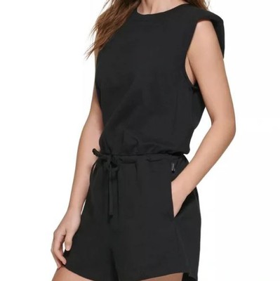 

Классический женский комбинезон без рукавов с коротким логотипом Calvin Klein, черный, большой