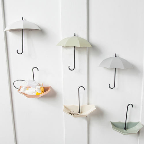 3pcs Hooks Adhesive Decorative Umbrella Wall Hanging Hooks Wall Holder for Towel