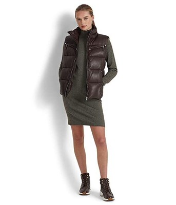 

LAUREN Ralph Lauren Petite Платье-свитер из мериносовой шерсти с отделкой из искусственной кожи