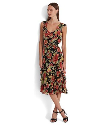 

LAUREN Ralph Lauren Petite Платье из жатого жоржета с цветочным принтом
