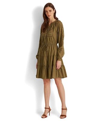 

LAUREN Ralph Lauren Платье из хлопкового сукна с вышивкой