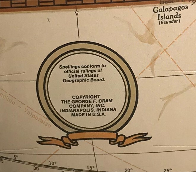 Cram's Imperial World Globe 12 inch tall 38 inches round metal base