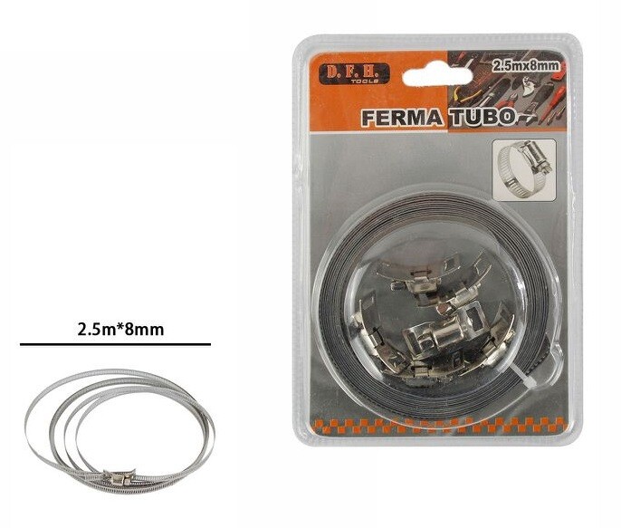 Fascetta Stringitubo Acciaio Fascetta Stringi Gas Acqua Tubo 2.5mtx8mm dfh