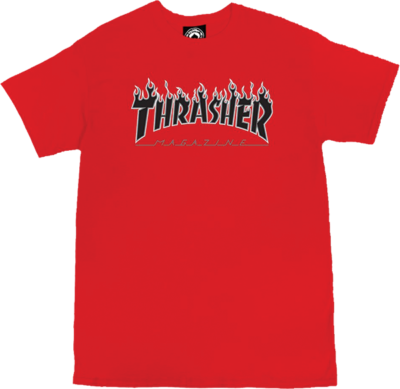 Thrasher Magazine Flame Logo Red Black T Shirt eBay