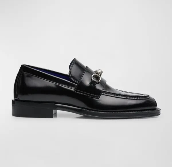 Burberry Leather Barbed Penny Loafers Men's 42 Black Slip On Closure - Picture 1 of 17
