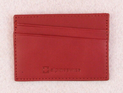 RARE Retired New Alpine Swiss Minimalist Cherry Red Front Pocket Card Wallet NOS