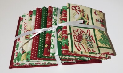 12 pc coordinating Christmas Holiday FQ Bundle~~VTG~~NEW~~Free FQ, see descript.