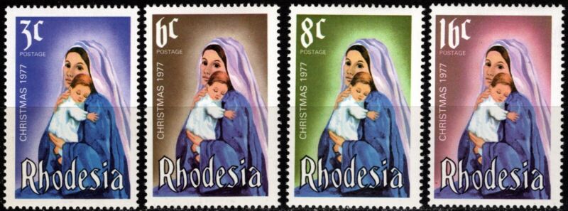 Rhodesia - 1977 -Virgin & Child Christmas Complete Set of 4 Mint # 387 - # 390