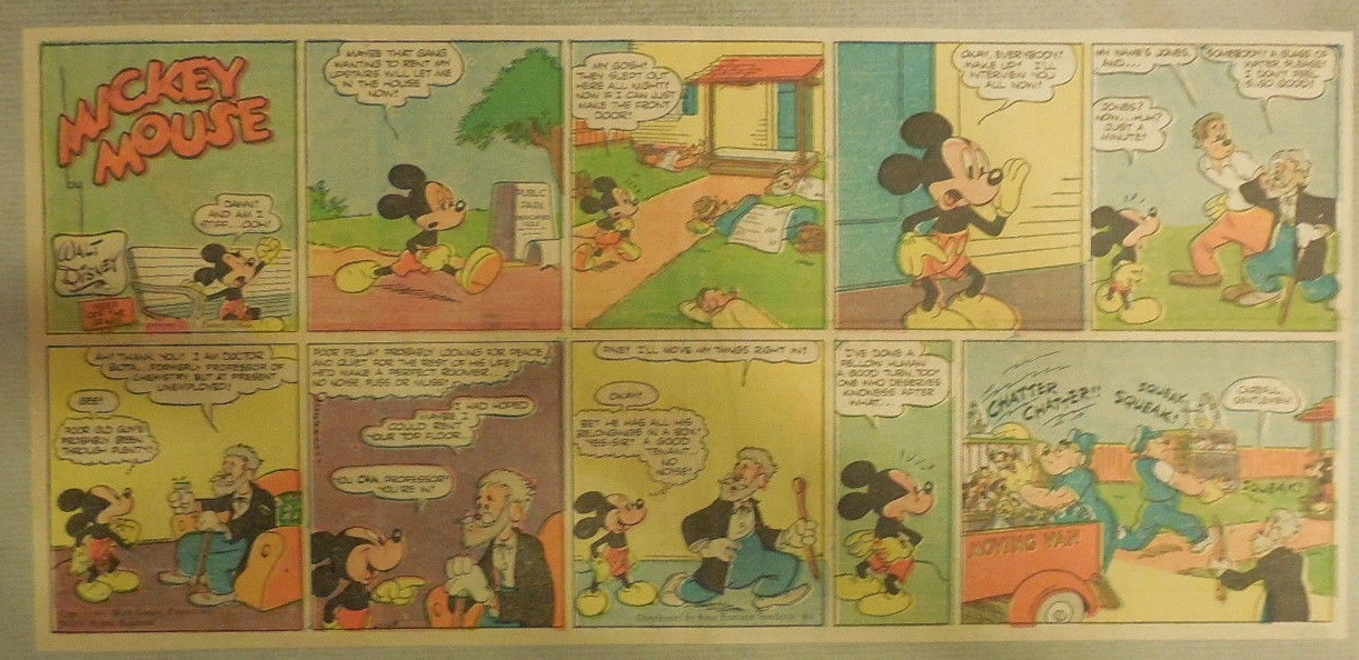 80’s SUNDAY COMICS “Disney Mickey” Free Mickey Mouse Sunday Page by Walt Disney from 11/28/1943