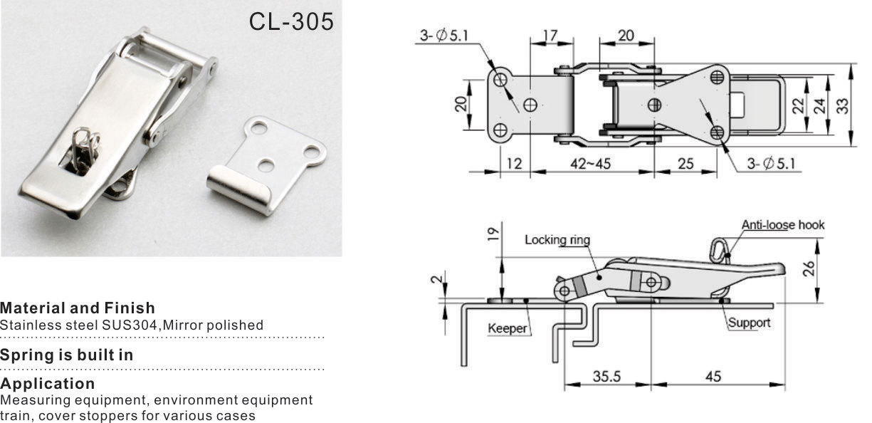 3" Self Locking Stainless Steel Draw Latch with Spring Toggle Latch eBay