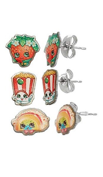 Shopkins Jewelry Steel Earring Sets 3 Pairs Great Party Gifts BUY 2 GET 2 FREE