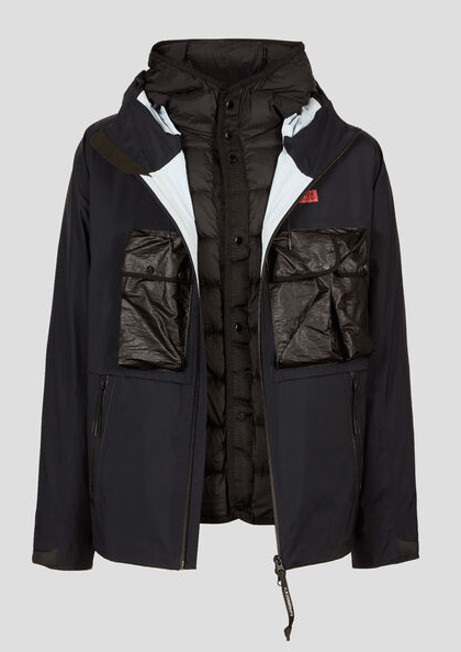 Pre-owned C.p. Company Mens Size 48 Medium Goretex Duck Down 3 In 1 Jacket Coat $1585 In Black
