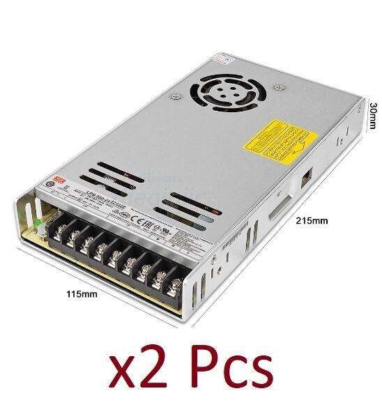 2 Pcs MEAN WELL LRS-350-24 Switching Power Supplies 350.4W 24V - New !!!!