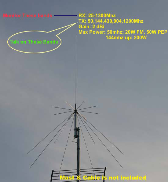 Антенна для радиолюбителя harvest d130 25-1300mhz super disc.