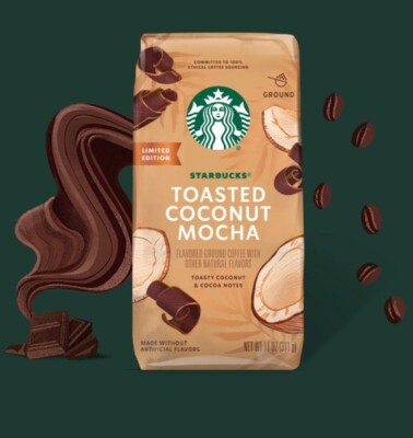 STARBUCKS Toasted Coconut Mocha LTD EDITION 11 oz bag ground coffee BB 11/30/24!