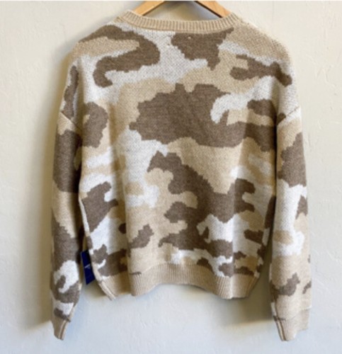 Pre-owned Lucky Brand Women's Camo Pullover - Natural Multi Sz Large Msrp $80 7wp5160