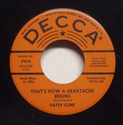 Patsy Cline - That's How A Heartache Begins - 1964 Country Promo 45