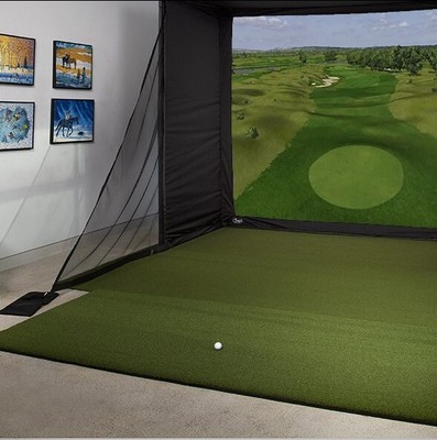 Big Moss Golf Indoor Simulator Practice Bay with Hitting Green for 9 Ft Ceiling