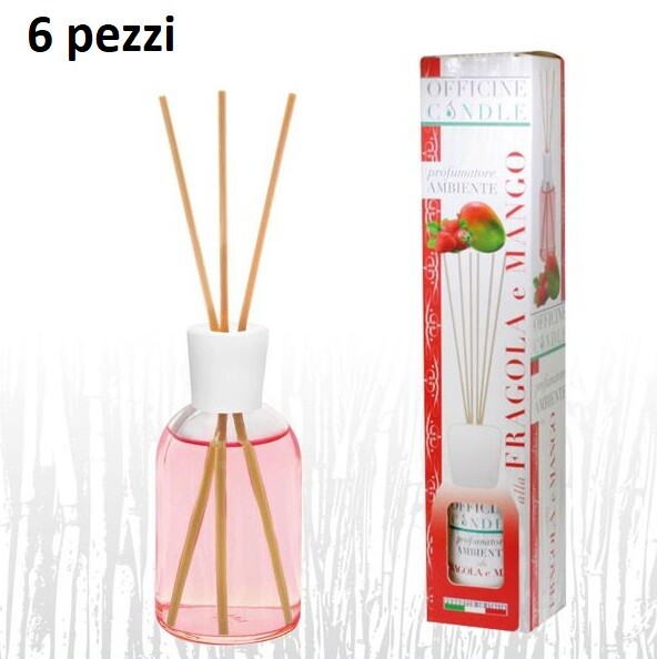 Set 6 Pz Diffusore Profumo Aroma Profumatore Ambiente Fragola e Mango 125ml dfh
