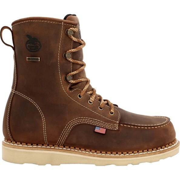 Pre-owned Georgia Boot Wedge Waterproof Made In Usa Work Boot Gb00532 In Brown