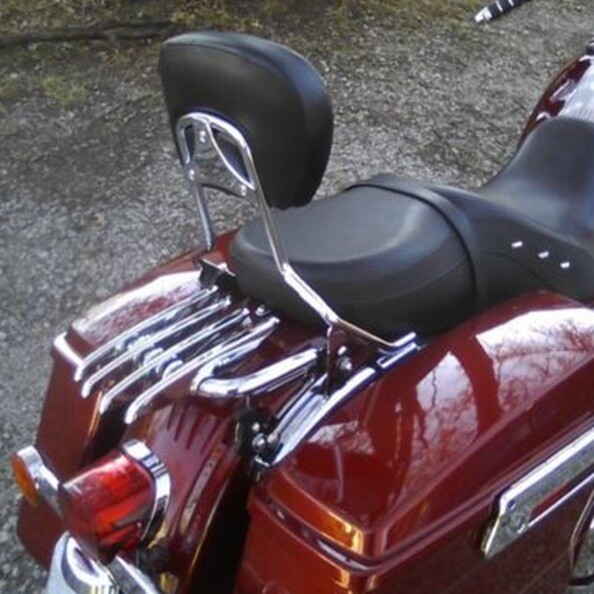 Sissy Bar Backrest Pad W/ Bracket Pad Fit For Harley Touring Road King