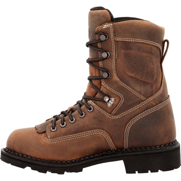Pre-owned Georgia Boot Men's Made In Usa Logger Waterproof Work Boot Gb00538 In Brown