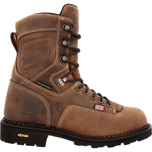 Pre-owned Georgia Boot Men's Made In Usa Logger Waterproof Work Boot Gb00538 In Brown
