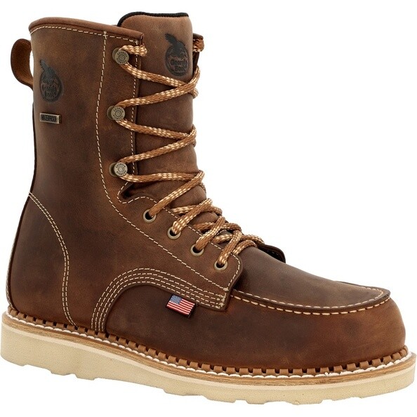 Pre-owned Georgia Boot Wedge Waterproof Made In Usa Work Boot Gb00532 In Brown