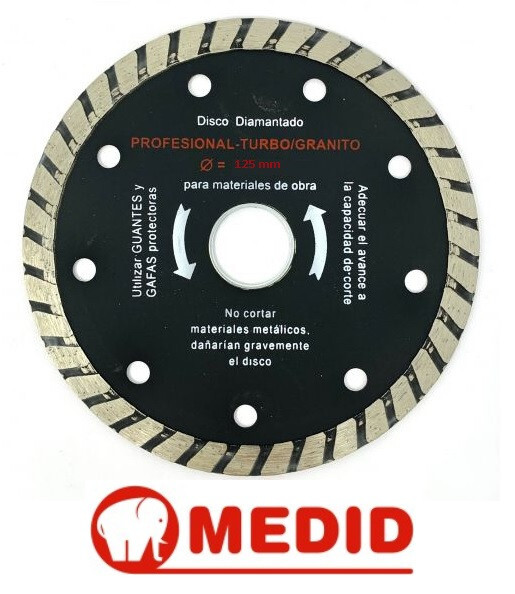 DISCO DIAMANTATO TURBO X GRANITO PROFESSIONALE PER SMERIGLIATRICE Ø 125 mm MEDID