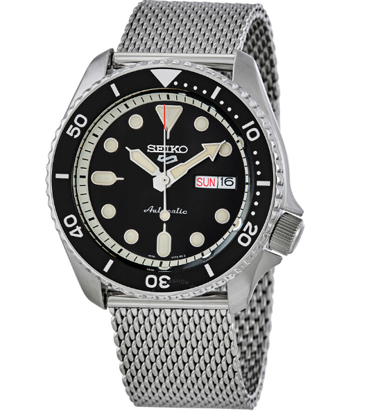 Pre-owned Seiko 5 Sports Automatic Black Dial Round Men's Watch Srpd73k1